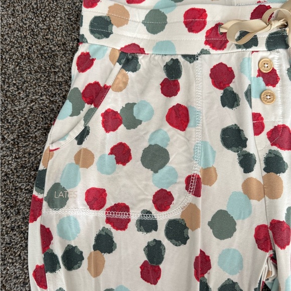 Lates By Kate Women’s S Red Green Polka Dot Jam Set Jogger Pajama Set - Picture 4 of 4